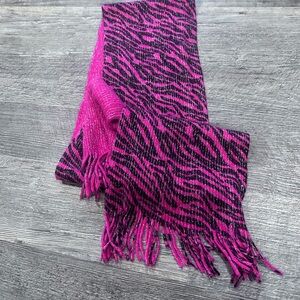 Vibrant Pink and Black Animal Print Scarf